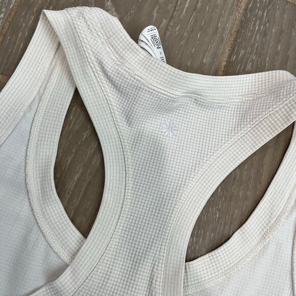 Athleta Momentum Seamless Racerback Tank Ribbed Shimmer Gold Active Top Sz M - Picture 3 of 7